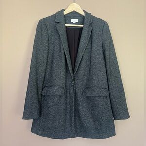 {LOFT} Boyfriend Single Button Closure Blazer in Black - Womens 14